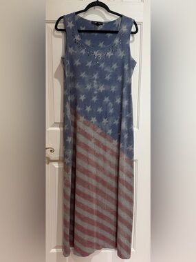 Style &ConWomen's Stars & Stripes Maxi Dress - Blue, Red, White